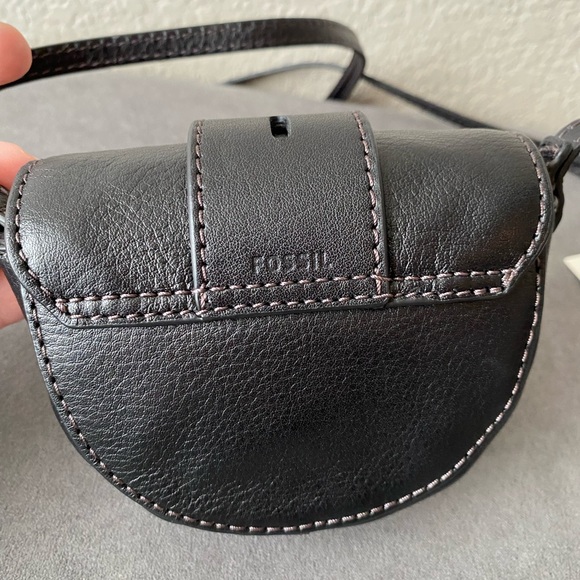 Fossil Black Leather Harwell Mini Flap Crossbody Purse NWT - Picture 8 of 10